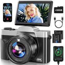 Câmera digital AUREAPIX 4K 64MP WiFi Vlogging 16X Zoom 3"