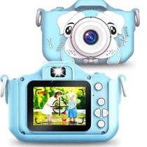 Camera Digital Azul Infantil Mini Efeitos Fotos Voz Recarregável 13Mpx