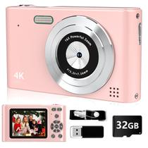 Câmera digital BEARBISU 44MP Full HD 1080P com cartão de 32GB - rosa