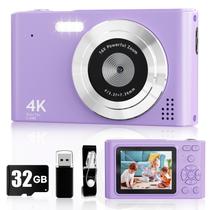 Câmera digital BEARBISU 44MP Full HD 1080P com cartão de 32GB roxo