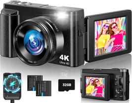 Câmera digital CAMKORY 4K 48MP com Flash 16X Zoom, cartão de 32GB Câmera digital CAMKORY 4K 48MP com Flash 16X Zoom, cartão de 32GB