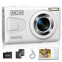 Câmera digital CAMWORLD 64MP 4K com cartão de 32GB, zoom 18X, 2 baterias