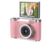 Câmera digital com digital de 8x, câmera de vlog com tela flip de 180 para iniciantes e adultos Cor:Rosa