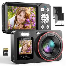 Câmera digital DEATTI FHD 4K 64MP com telas duplas 64GB 2 baterias