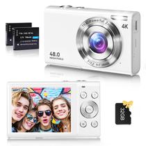 Câmera digital FJFJOPK 4K Vlogging 48MP UHD com cartão de 32GB branco Câmera digital FJFJOPK 4K Vlogging 48MP UHD com cartão de 32GB branco