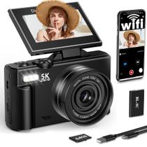 Câmera Digital FLATIC 5K 75MP WiFi 64GB com Tela Articulada