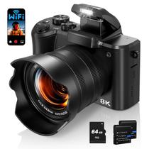 Câmera digital Fulealfly 8K 88MP WiFi Vlogging com 2 baterias