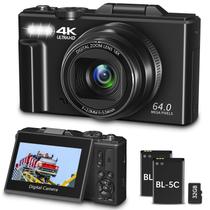 Câmera digital Gavonde 64MP 4K WiFi Vlogging com cartão TF de 32GB