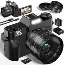 Câmera digital Gavonde 6K 64MP WiFi Vlogging com cartão SD de 32GB