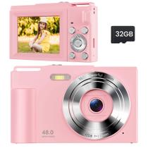 Câmera Digital Infantil ROQIOO FHD 1080P 48MP - Zoom 16x - Rosa