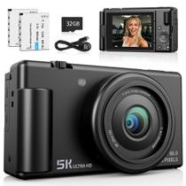 Câmera digital Jexylon 5K 80MP com zoom 18X, tela giratória de 3"