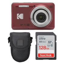 Câmera Digital Kodak PIXPRO FZ55 - 16MP, 5x Zoom, 128GB - Vermelha