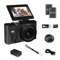 Câmera Digital Lenane 5K 75MP WiFi Tela Flip 3" Zoom 18X