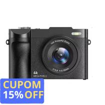 Camera Digital Melcam Vintage Retrô Filmadora 4k Sd 32gb Preto