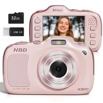 Câmera digital NBDDIGITAL True 4K 64MP Vlogging 16X Zoom rosa