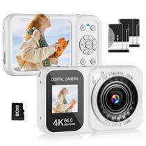 Câmera digital QUOLODOO 4K 64MP 18X Zoom com 64 GB SD e 2 baterias