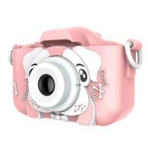 Camera Digital Rosa Infantil Mini Efeitos Fotos Voz Recarregável Com Capa Proteção Cachorro Jogos
