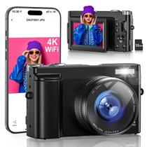 Câmera digital SIXTARY 4K 64MP WiFi 16X Zoom com cartão de 32GB e 2 baterias