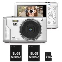 Câmera digital T TAKMLY 72MP 5K 16x Zoom com cartão de 64GB branco Câmera digital T TAKMLY 72MP 5K 16x Zoom com cartão de 64GB branco