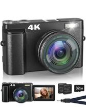 Câmera digital ToaSuite 4K 48MP com Flash, zoom 16X, cartão de 32GB Câmera digital ToaSuite 4K 48MP com Flash, zoom 16X, cartão de 32GB