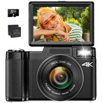 Câmera digital Toiauaha 4K 48MP com zoom 16X Macro 3" Flip