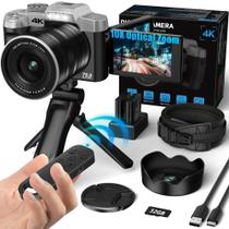 Câmera digital VIANGER 4K 75MP com cartão de 32GB com zoom 10X preto