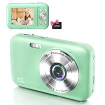Câmera digital WEDNKOLY FHD 1080P 44MP com cartão SD de 32GB verde