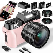 Câmera digital WIKICO 6K 64MP Vlogging 16X Zoom com cartão TF de 32GB