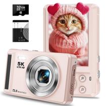 Câmera digital YiFuar 5K 72MP com zoom 16X para crianças com 32GB SD