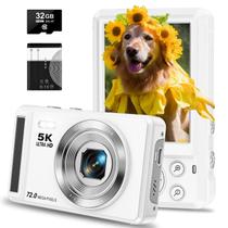Câmera digital YiFuar 5K 72MP com zoom 16X para crianças com 32GB SD