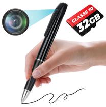 Câmera Disfarçada Caneta + 32GB Escuta Gravador de voz e video Filma HD Secreta escondida Z26