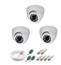 Camera Dome Infra Vermelho 24 Leds Full HD 1080p Kit 3 Uni c/ acessórios