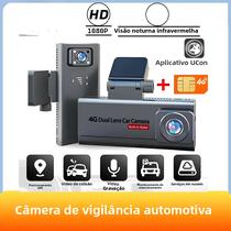 Câmera Dupla 2K Com Dash Cam 4G LTE, Detecção Humana 24H, IR Sem Brilho, GPS, Alertas Por