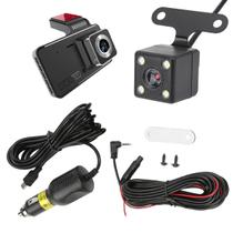 Camera Dupla Carro DVR Gravador Veicular Motorista Aplicativo Segurança Frente Verso Visao Traseira G Sensor Estacionamento Transito Baliza - Leva pro pet