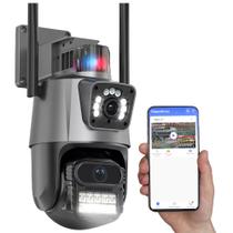Camera Dupla De Segurança Duas Lentes App Celular Wifi Inteligente Som Sirene Sensor Movimento Microfone Visao Noturna Luz Uv Casa Loja Comercio Prote