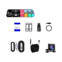 Câmera DVR Para Carro De 10 Polegadas 1080P Com Lente Dupla, Visão Noturna, Gravação Em Loop,