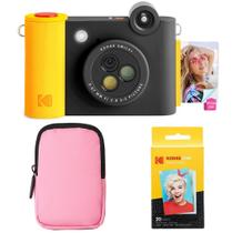Câmera e impressora KODAK Smile+ 2 em 1 com estojo e papel - preto Câmera e impressora KODAK Smile+ 2 em 1 com estojo e papel - preto