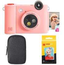 Câmera e impressora KODAK Smile+ 2 em 1 com estojo e papel - rosa Câmera e impressora KODAK Smile+ 2 em 1 com estojo e papel - rosa