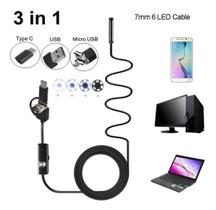 Câmera Endoscópica Tipo C Usb para Smartphone com UVC Notebook 5 Metros de Cabo a Prova Dágua