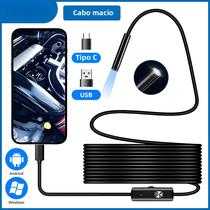 Câmera Endoscópica USB Tipo C Android 7.0mm Cabo Macio Mini Câmera De Inspeção Para PC Android Phone