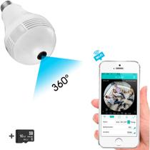 Câmera Espiã Disfarçada de Lâmpada LED WIFI 360 com Cartão 16GB