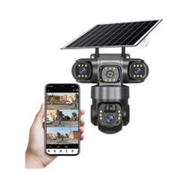 Câmera Externa 6K 12MP Movida a Energia Solar 4G Com Lente Tripla, Tela Tripla, Detecção De Câmera Externa 6K 12MP Movida a Energia Solar 4G Com Lente Tripla, Tela Tripla, Detecção De