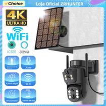 Câmera Externa Solar WiFi 4K HD Com Dupla Lente Detecção Humana PIR Bateria Recarregável Vigilância Câmera Externa Solar WiFi 4K HD Com Dupla Lente Detecção Humana PIR Bateria Recarregável Vigilância