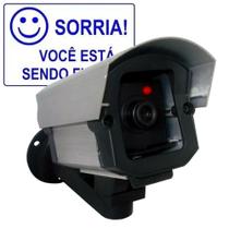 Câmera Falsa Bivolt Segurança Residencial + Placa - Confiseg