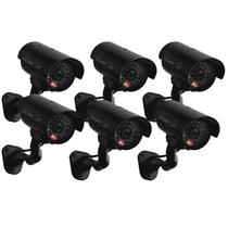 Câmera falsa JyTrend Dummy CCTV com luz LED, pacote com 6 unidades pretas
