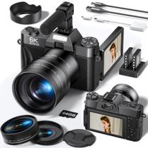 Câmera FLATIC 6K 64MP Digital com WiFi e microfone 64GB