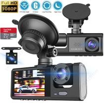 Câmera Frontal Interna Ré Imagem E Som Filmadora + SD 32Gb Automotiva de Segurança Veicular Full HD 1080p DVR