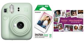Câmera Fujifilm INSTAX MINI 12 verde com 10 filmes e acessórios Câmera Fujifilm INSTAX MINI 12 verde com 10 filmes e acessórios