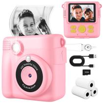 Câmera infantil, câmera de impressão instantânea, tela de 2,4 polegadas, câmera digital 1080P com zoom digital de 16X, cartão TF de 32 GB para presente de aniversário de 3 a 13 meninos e meninas