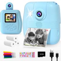 Câmera infantil de impressão instantânea GKTZ 1080P HD com cartão e papel de 32 GB